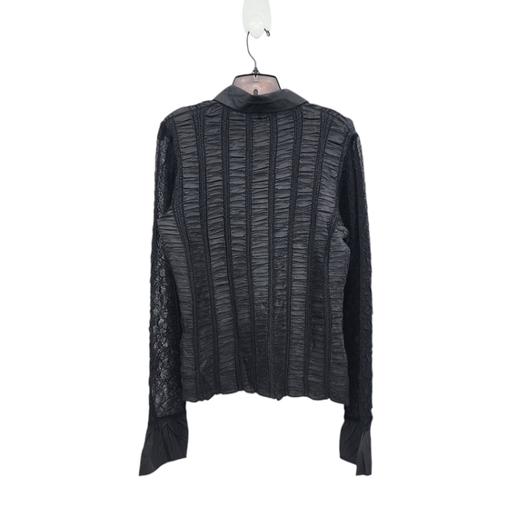 Samuel Dong Women's Retro Textured Crinkle Button Front Lightweight Top - L - Picture 7 of 8